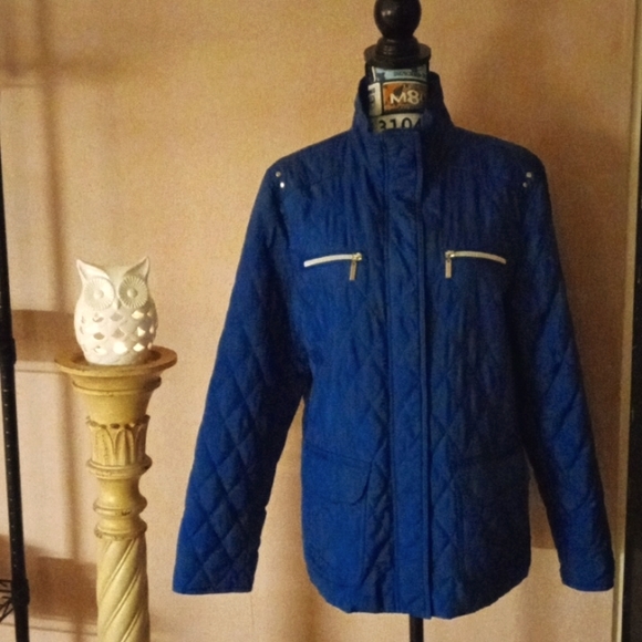 Croft&Barrow Women's SZ L Quilt Style Silver Embellished Fall ๐๐ Jacket - Picture 1 of 12